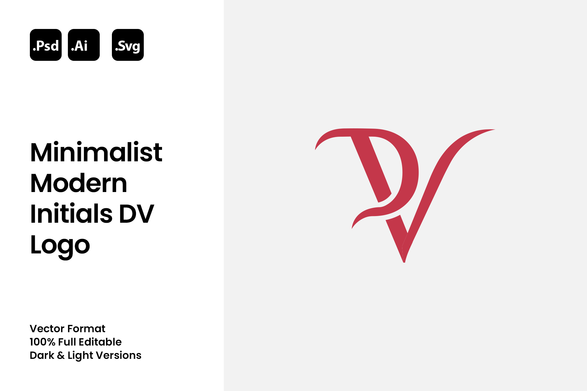 Minimalist Modern Initials DV Logo