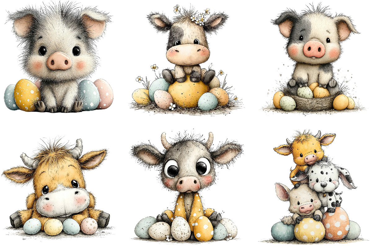 Whimsical Easter Farm Animal Clipart, an Illustration by Sublimation Artist (Photo 7 of 7)