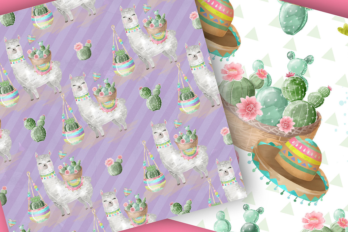 Cute Llamas digital paper pack, a Pattern Graphic by designloverstudio (Photo 5 of 7)