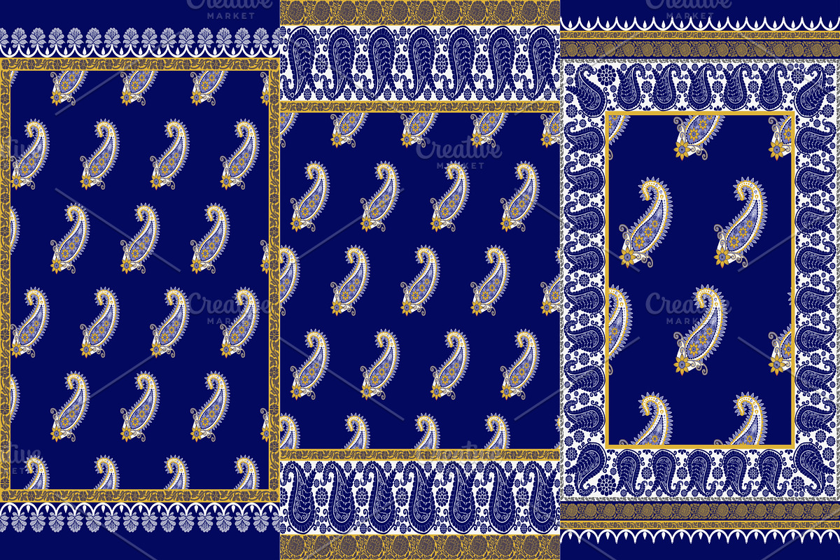 Navy Paisley Scarf, a Pattern Graphic by ThaiByGaew (Photo 2 of 3)