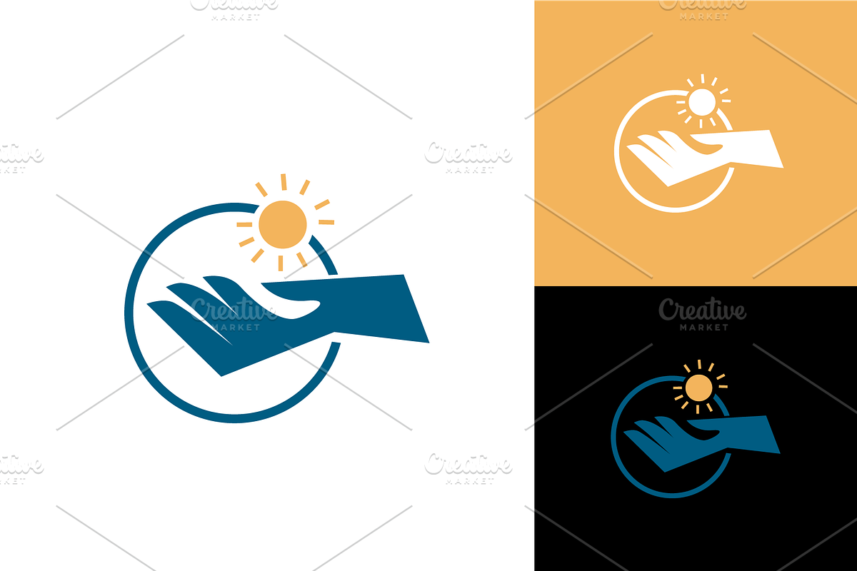 Stylized Hand Icon with Sun Symbol, a Branding & Logo Template by zaqilogo