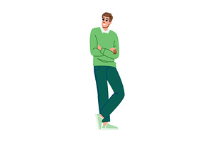 Confident businessman standing with, a Person Illustration by pikepicture