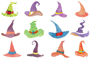 Watercolor witch hat Collection