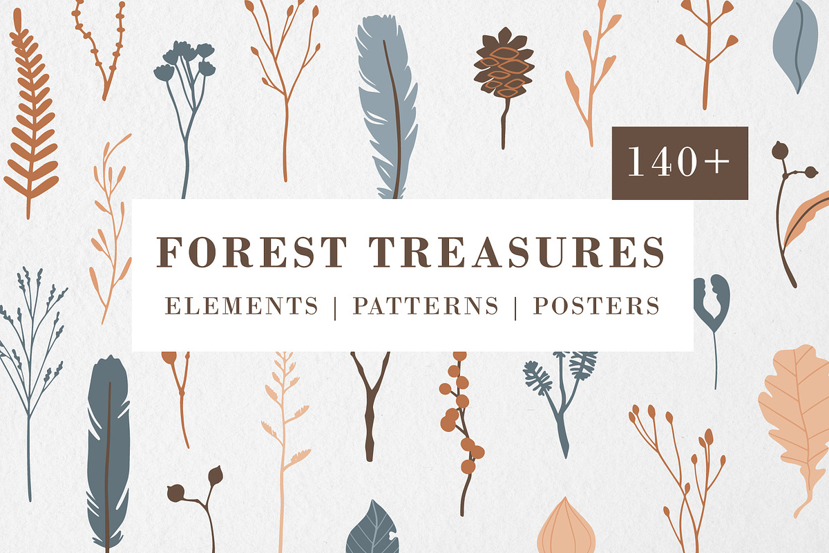 FOREST TREASURES big vector bundle, a Decorative Illustration by Lena Nikolaeva (Photo 1 of 16)