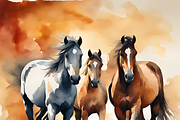 Watercolor Wild Horses, an Animal Illustration by Karliefie (Thumbnail 5 of 5)