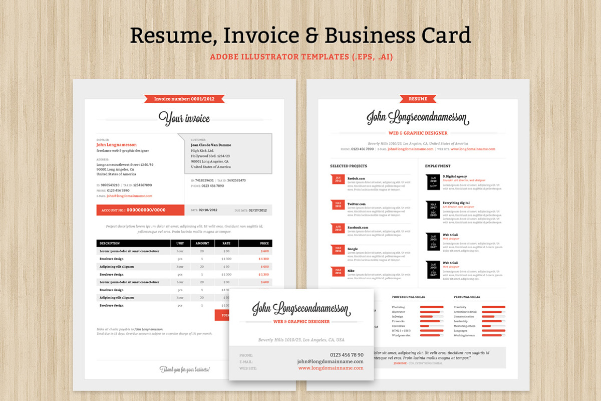 Resume, Invoice and Business Card, a Resume Template by Designme.sk