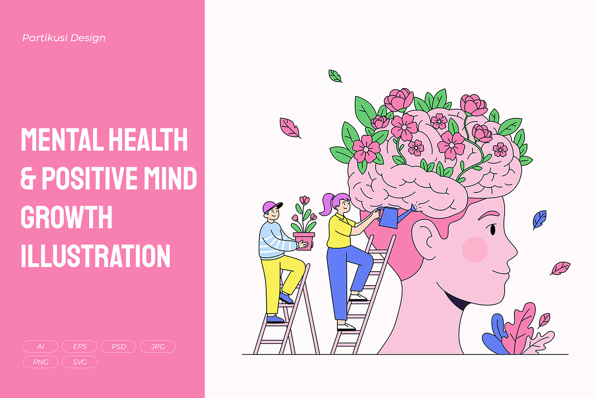 Mental Health & Positive Mind Growth, an Object Illustration by Partikusi Design (Photo 1 of 3)