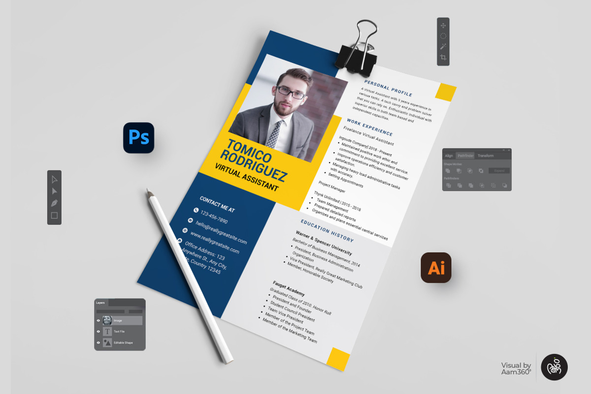 Professional Resume Template, a Flyer Template by Aam360