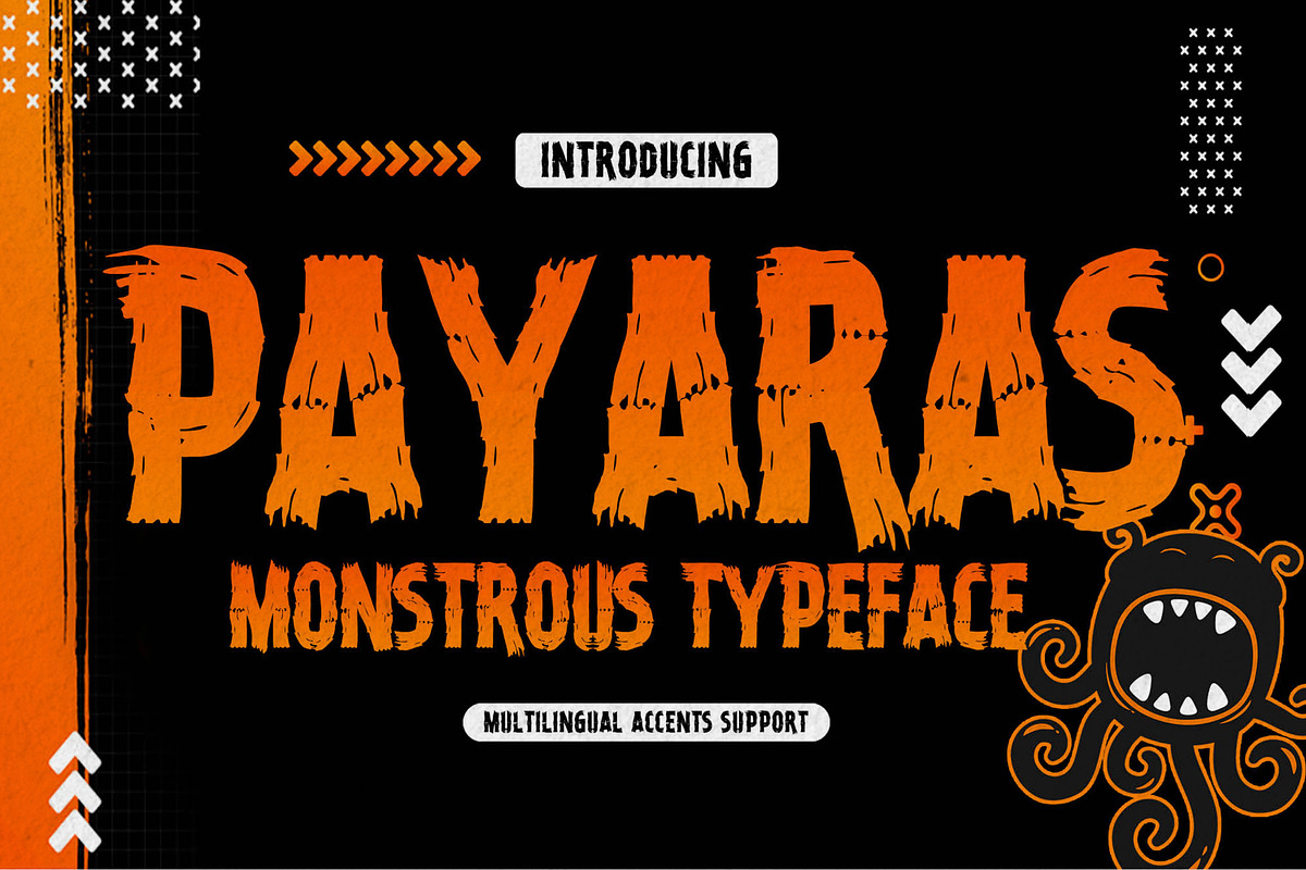 Payaras – Monstrous Typeface, a Handwritten Font by Almarkhatype (Photo 1 of 8)