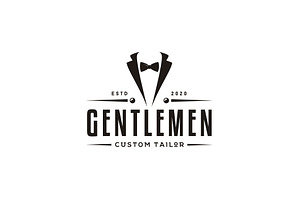 Bow Tie Gentleman Suit Tailor Logo