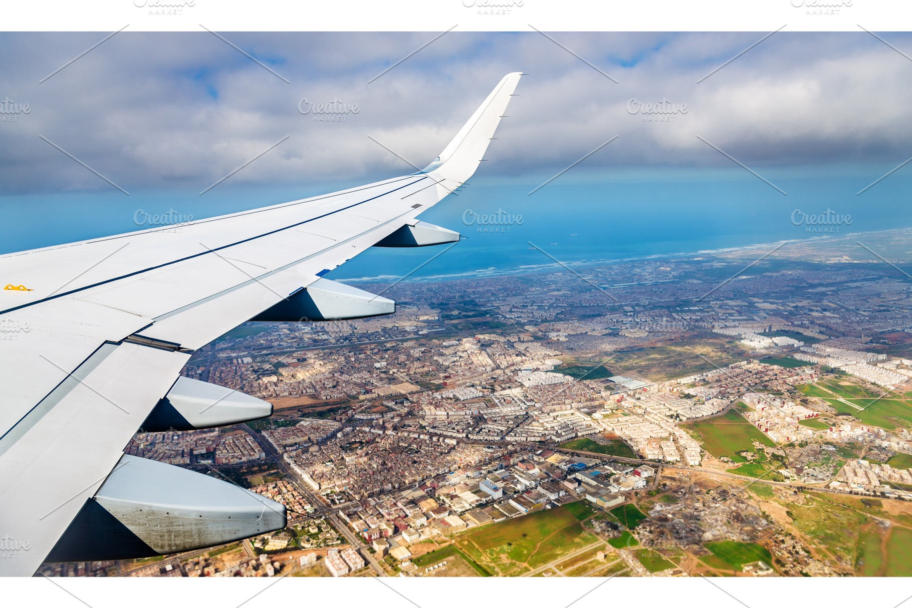 Aerial view of Casablanca from a landing airplane, a Transportation Photo by Leonid Andronov