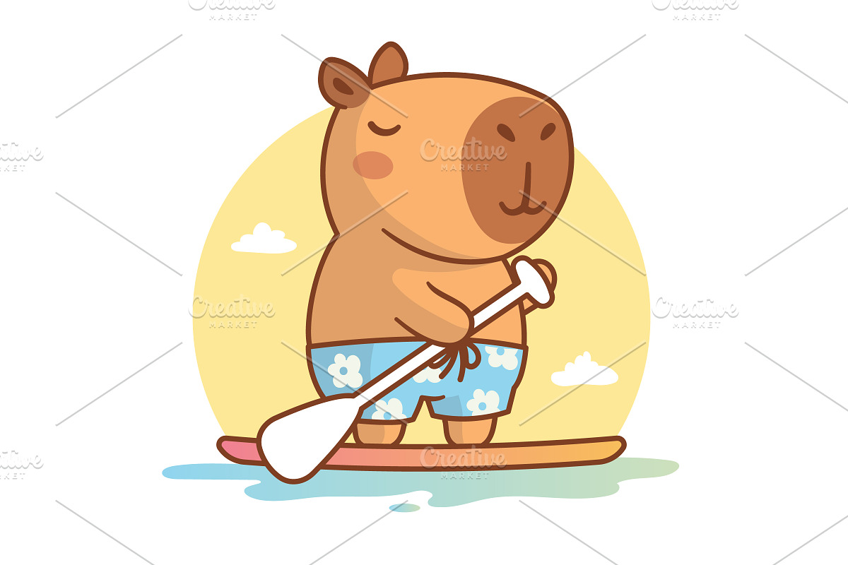 SUP Capybara, an Animal Illustration by Vector Kitchen by Zoljo