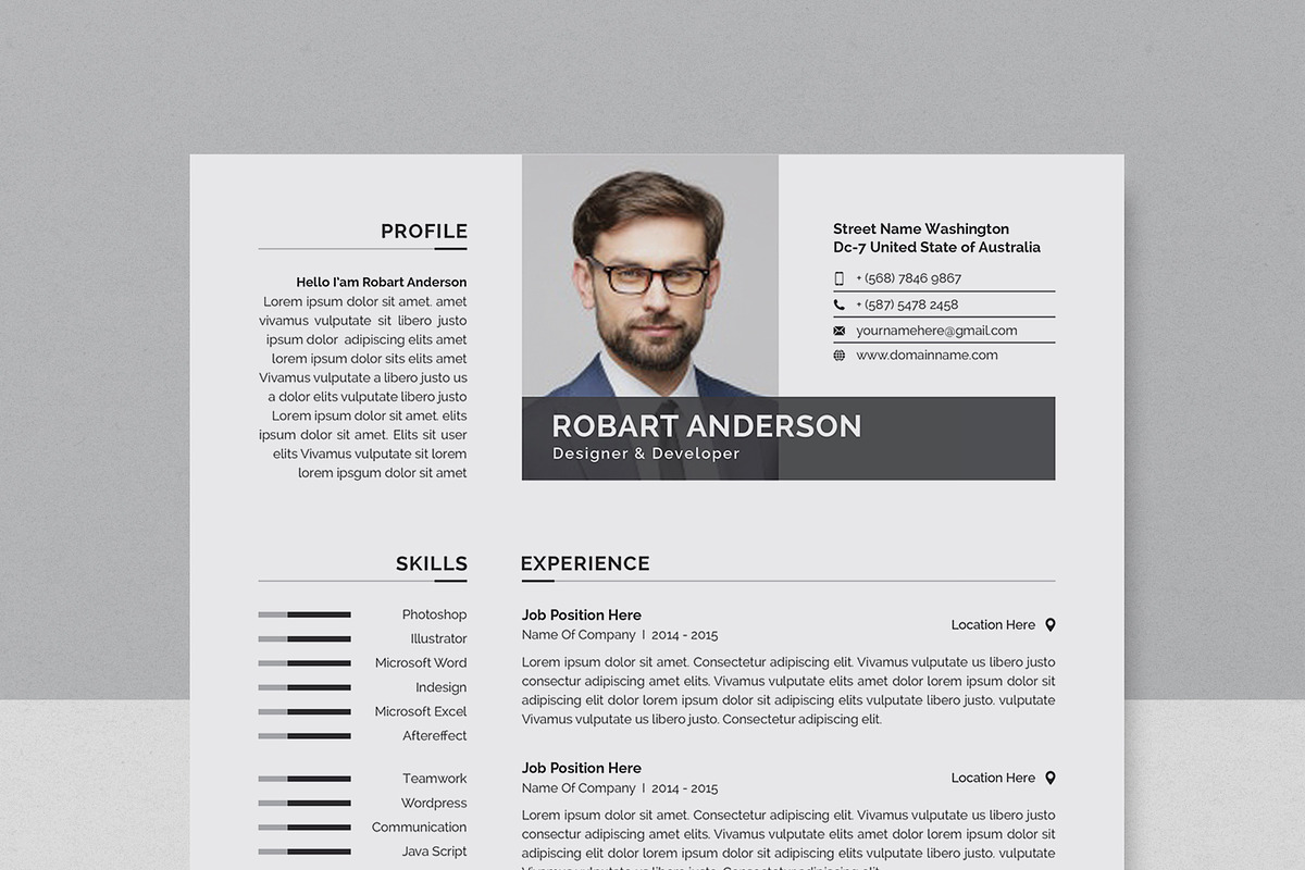 Modern Resume/CV Template, a Resume Template by Proper_media (Photo 3 of 5)
