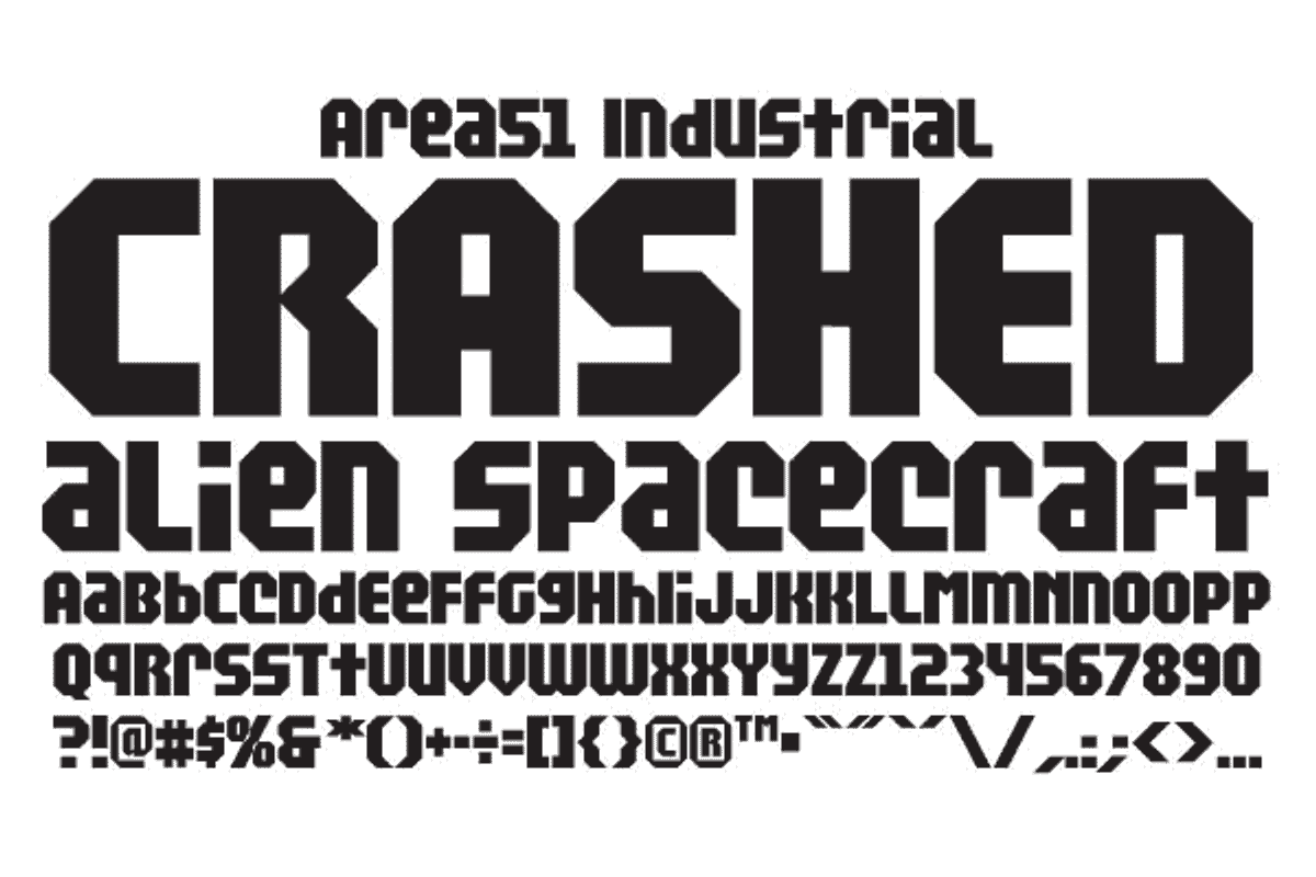 Area 51 - industrial stencil fonts preview 2