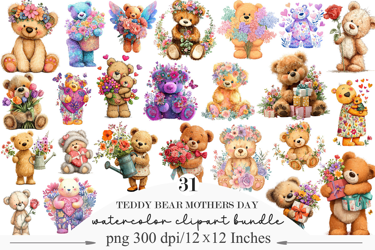 Whimsical Teddy Bear Mothers Day, an Illustration by Designking (Photo 1 of 5)