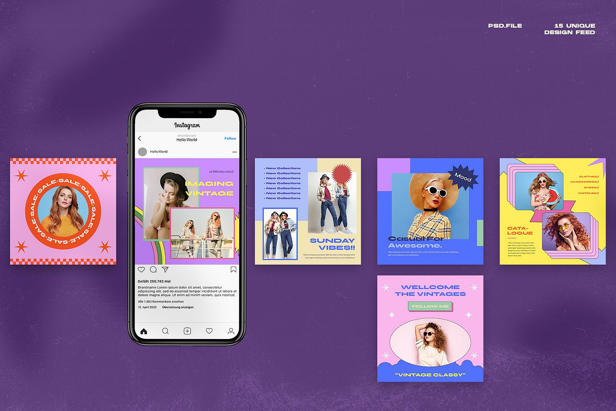 70's Fashion Social Media Template, a Social Media Template by Annora Studio (Photo 4 of 8)