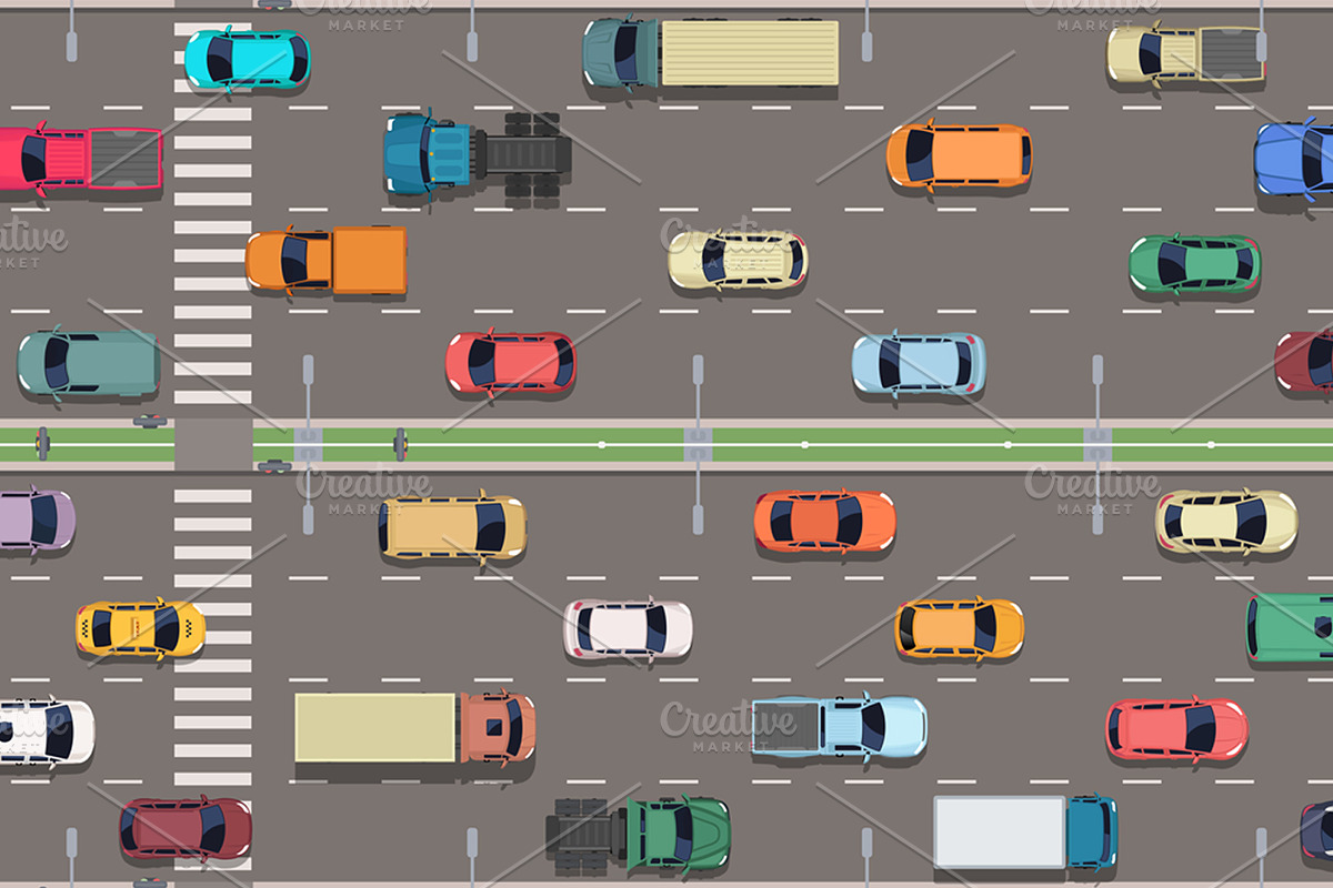 City traffic with cars, a Transportation Illustration by Yayasya (Photo 3 of 3)