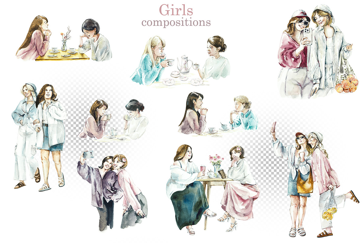 Girls. Watercolor Sketch, a Person Illustration by Budogoshch (Photo 4 of 8)