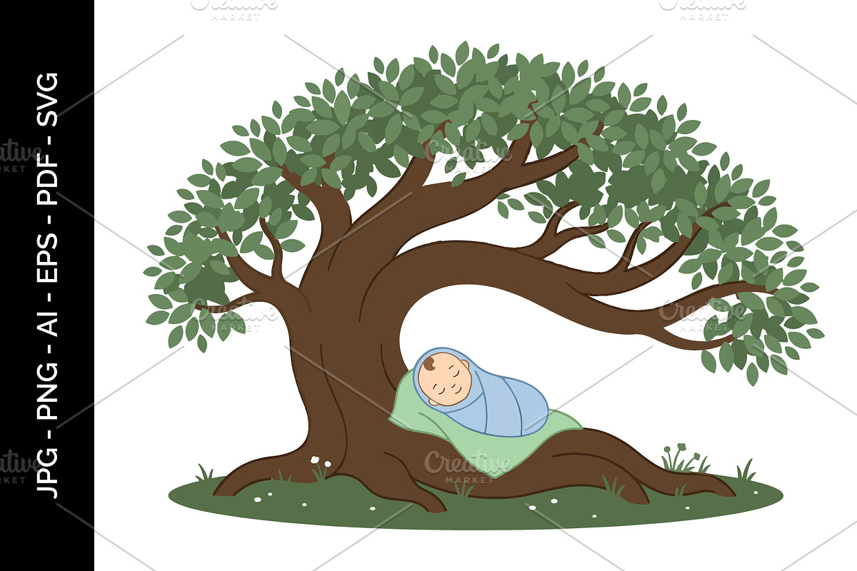 Tree guarding sleeping baby, an Object Illustration by nandinigraphics (Photo 1 of 3)