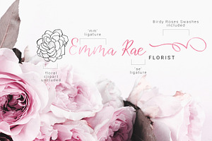 Birdy Roses Script Font Swashes