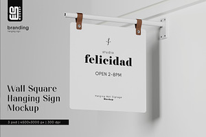 Wall Square Hanging Sign Mockup