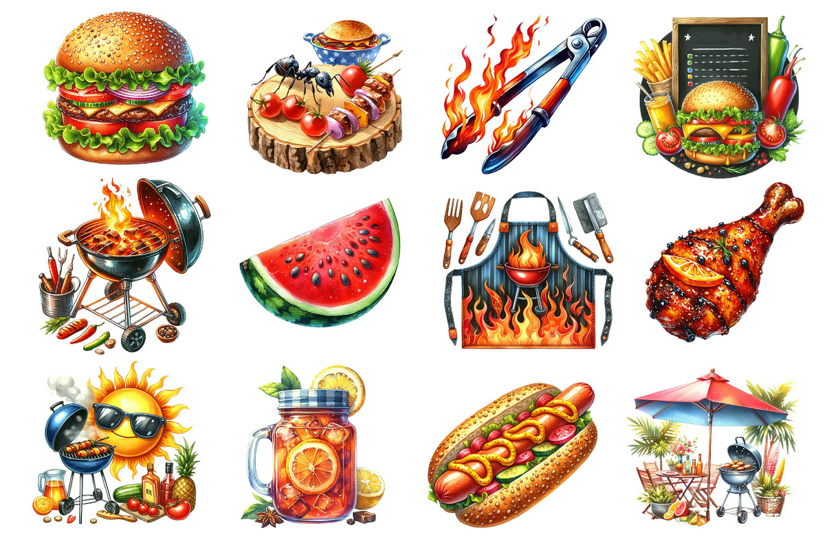 Summer BBQ Party Clipart, an Illustration by Dream Creation (Photo 2 of 3)