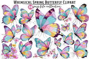 Whimsical Spring Butterfly Clipart, an Illustration by Dream Creation