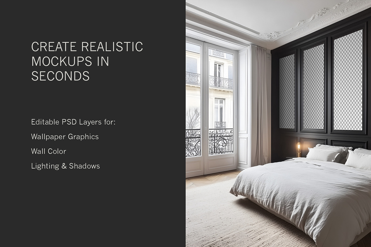 Paris Home | Bedroom No. 2 Mockup, a Household Mockup by Blixa 6 Studios (Photo 3 of 8)