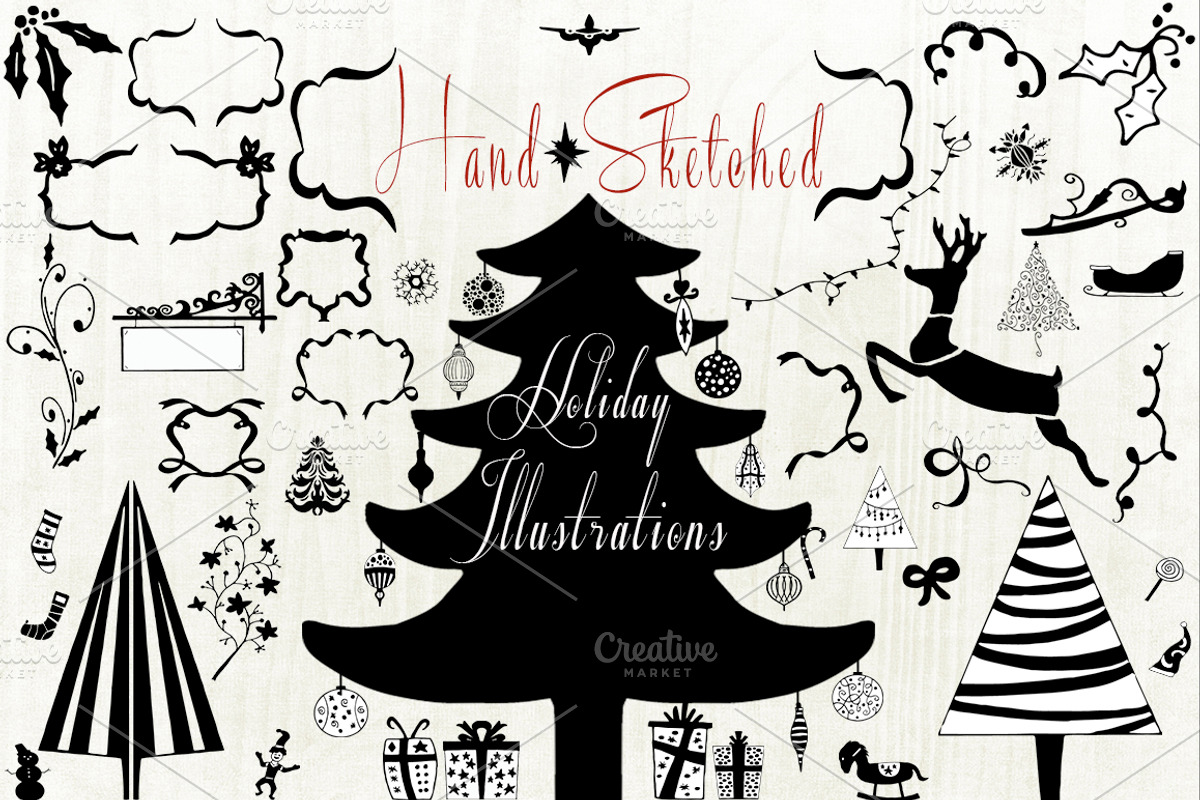 Hand Sketched Holiday Elements #2, an Illustration by Lone Star I&D (Photo 3 of 3)