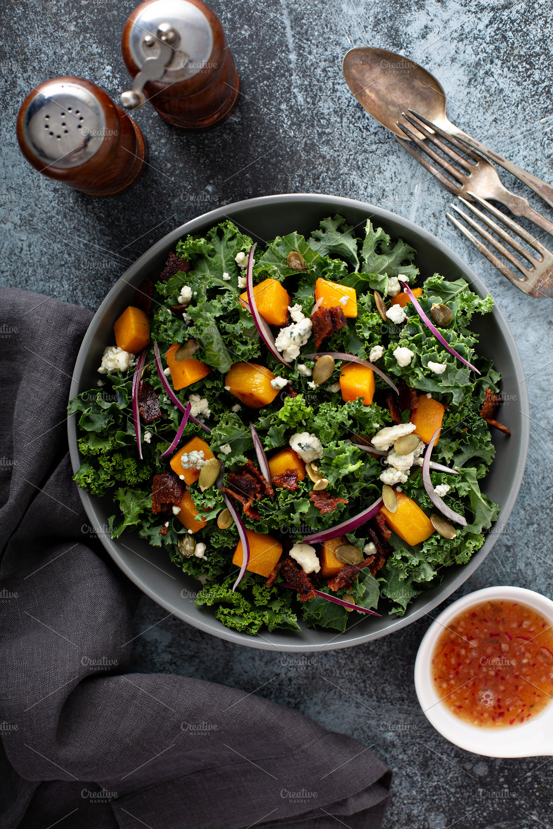 Fall salad with kale and butternut squash, a Food & Drink Photo by farwasser