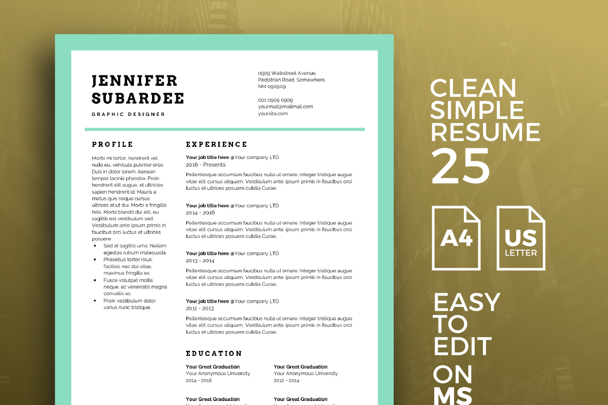 Resume Template 25, a Resume Template by graphicalcium (Photo 1 of 3)