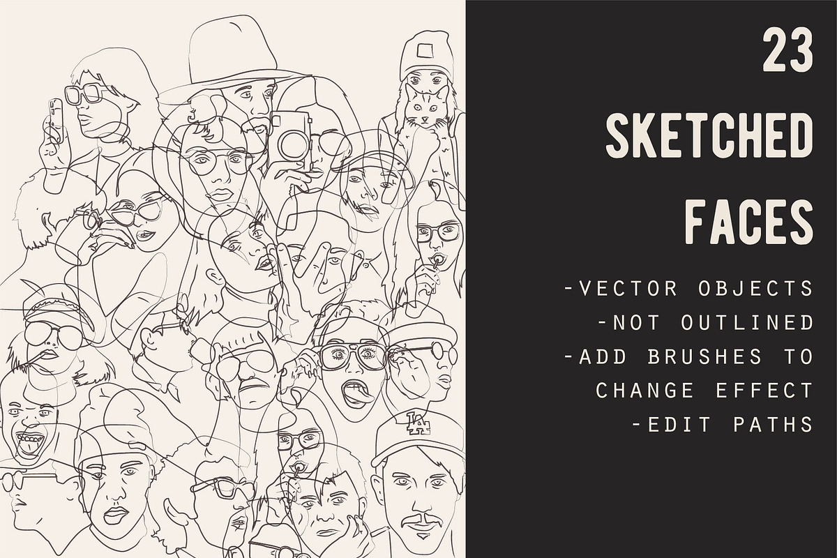 hand sketched faces vector, an Illustration by Tropical Type (Photo 1 of 5)