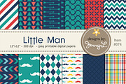 Little Man Mustache Digital Papers, a Pattern Graphic by JennyL Designs (Thumbnail 1 of 3)