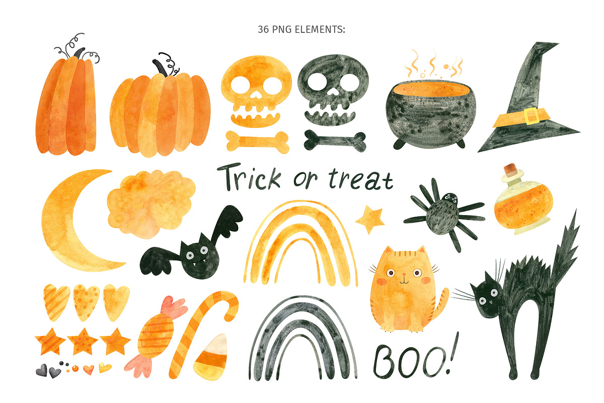 Orange Halloween Clipart & Patterns, an Object Graphic by Valin Malin (Photo 2 of 14)