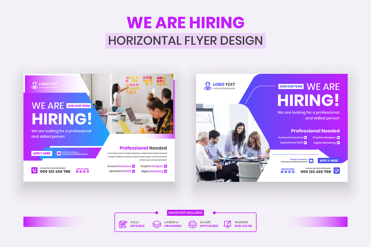 We Are Hiring Horizontal Flyer, a Flyer Template by Mk_Studio (Photo 1 of 3)