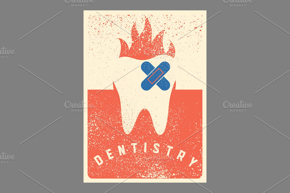 Dentistry grunge vector poster set., a Healthcare Illustration by PoPaShop (Photo 3 of 8)