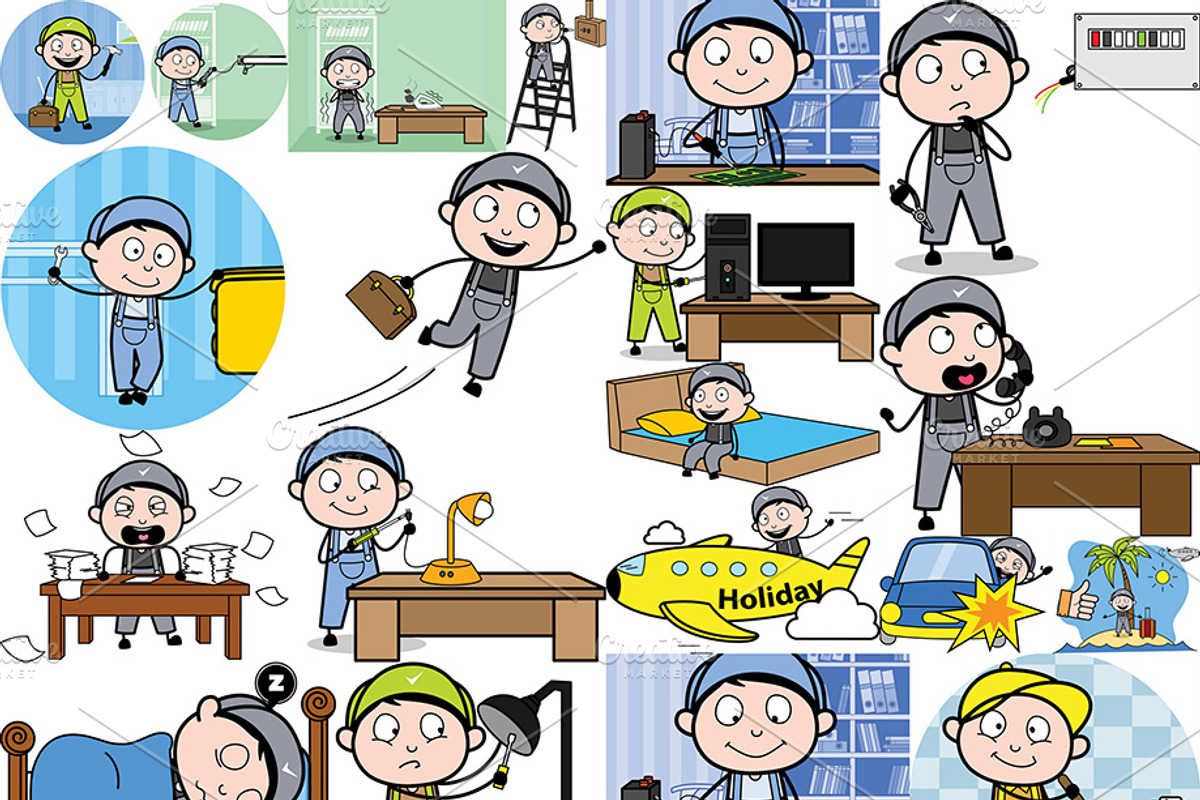 Repairman ~ Cartoon Character Set, a Person Illustration by The Toon Company (Photo 6 of 9)