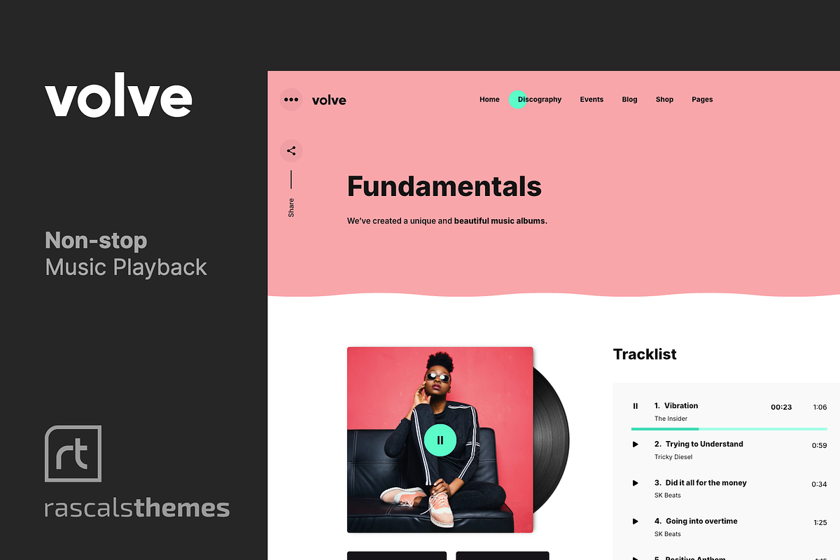 Volve - Creative Music Artist Theme, a WordPress Template by Rascals Themes (Photo 2 of 3)