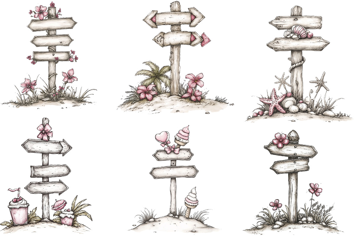 Whimsical Summer Singpost Clipart, an Illustration by Designking (Photo 4 of 5)