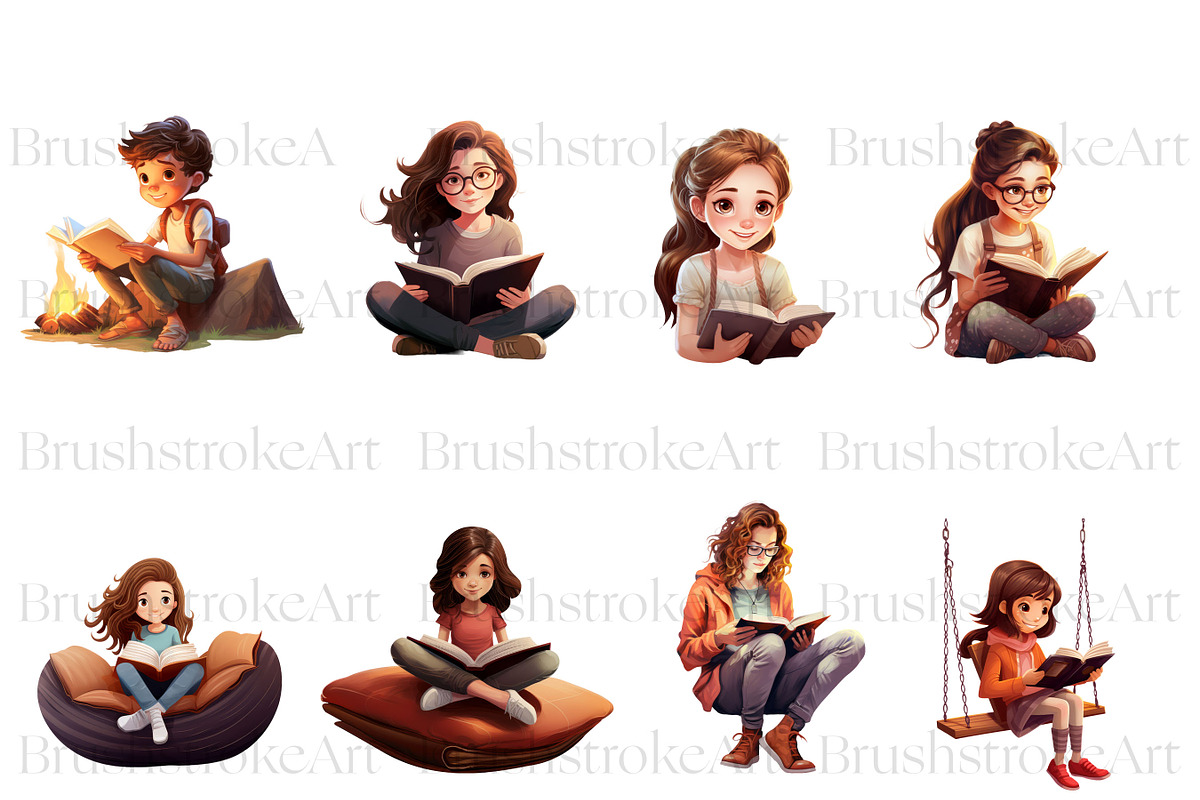 Bookworm Clipart, Books, Reading PNG, an Education Illustration by BrushstrokeArtGB (Photo 2 of 9)