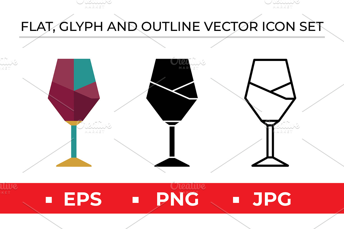 Wine Glass Icon Set - 3 Styles, an Outline Icon by Artonix (Photo 1 of 2)