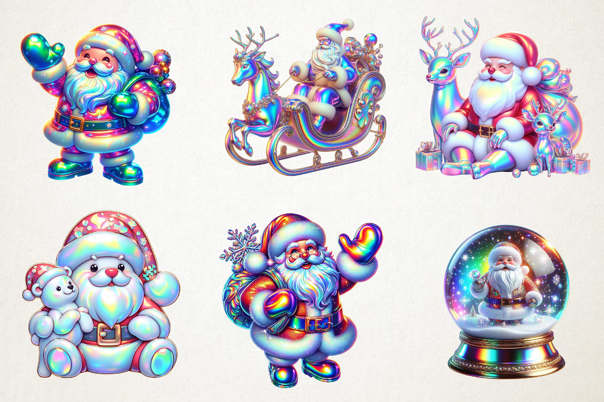 Iridescent Christmas Santa Clipart, an Illustration by RobertsArt (Photo 4 of 7)