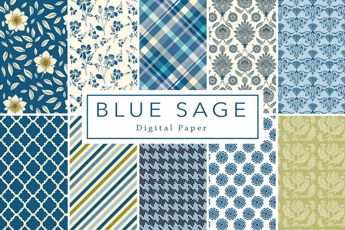 Blue Sage Digital Paper, a Pattern Graphic by Clover & Lilly (Photo 1 of 4)