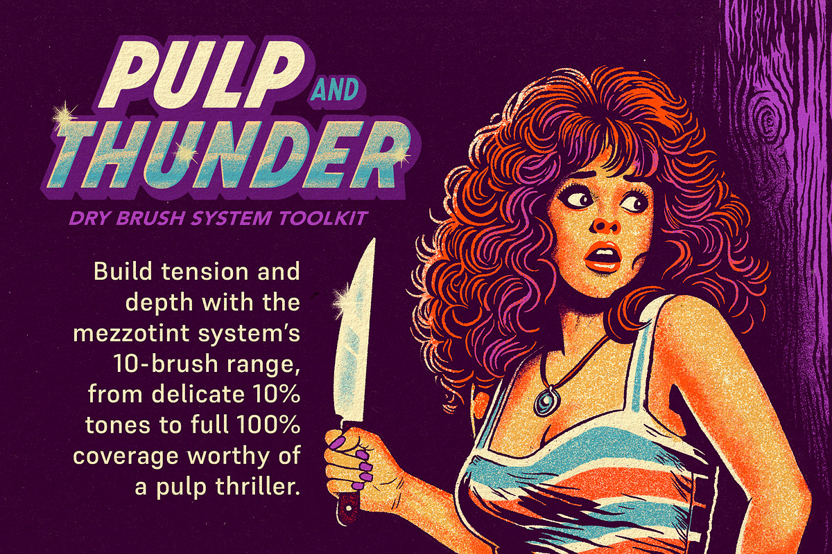 Pulp & Thunder Dry Kit (Illustrator), a Brush Add-On by G.A.R.M. Company (Photo 7 of 13)