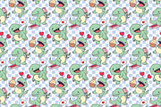 Valentine's Dino Seamless Pattern, a Pattern Graphic by Coastal 5 Designs (Thumbnail 2 of 3)
