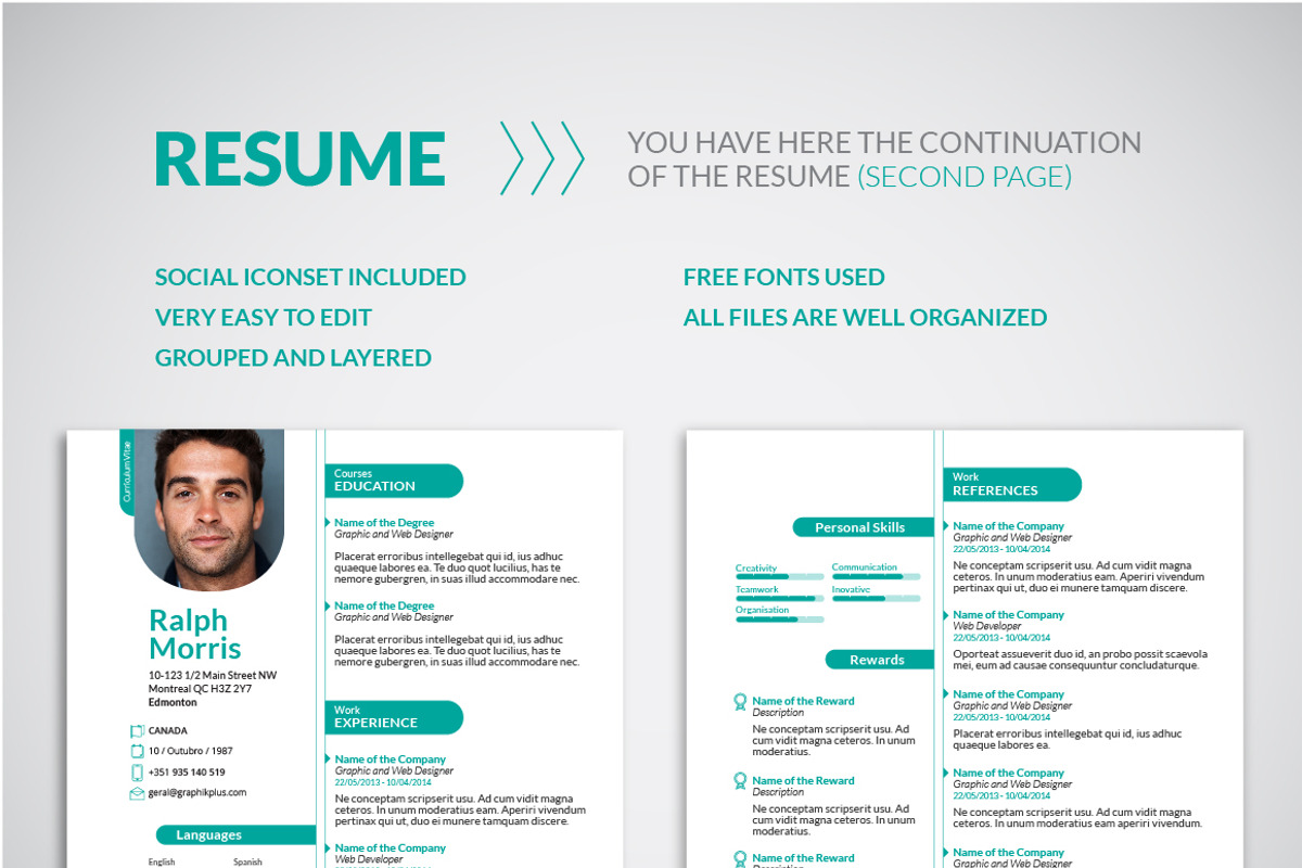 Professional Resume / CV Template, a Resume Template by UNIK (Photo 2 of 5)