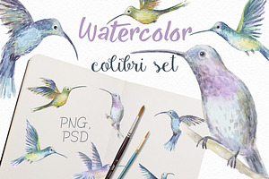 Watercolor Birds Set