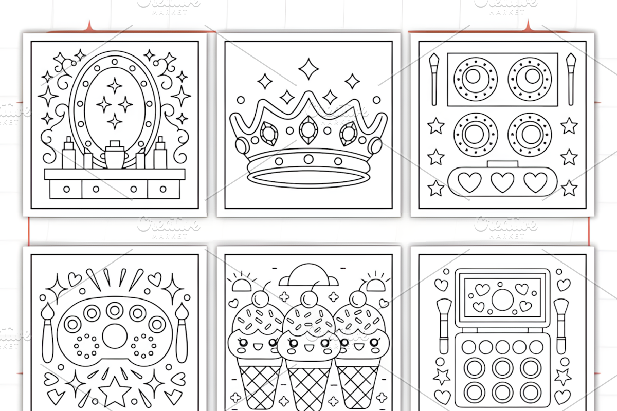 Creative Girly Coloring Pages, a Decorative Illustration by Design Station (Photo 4 of 4)
