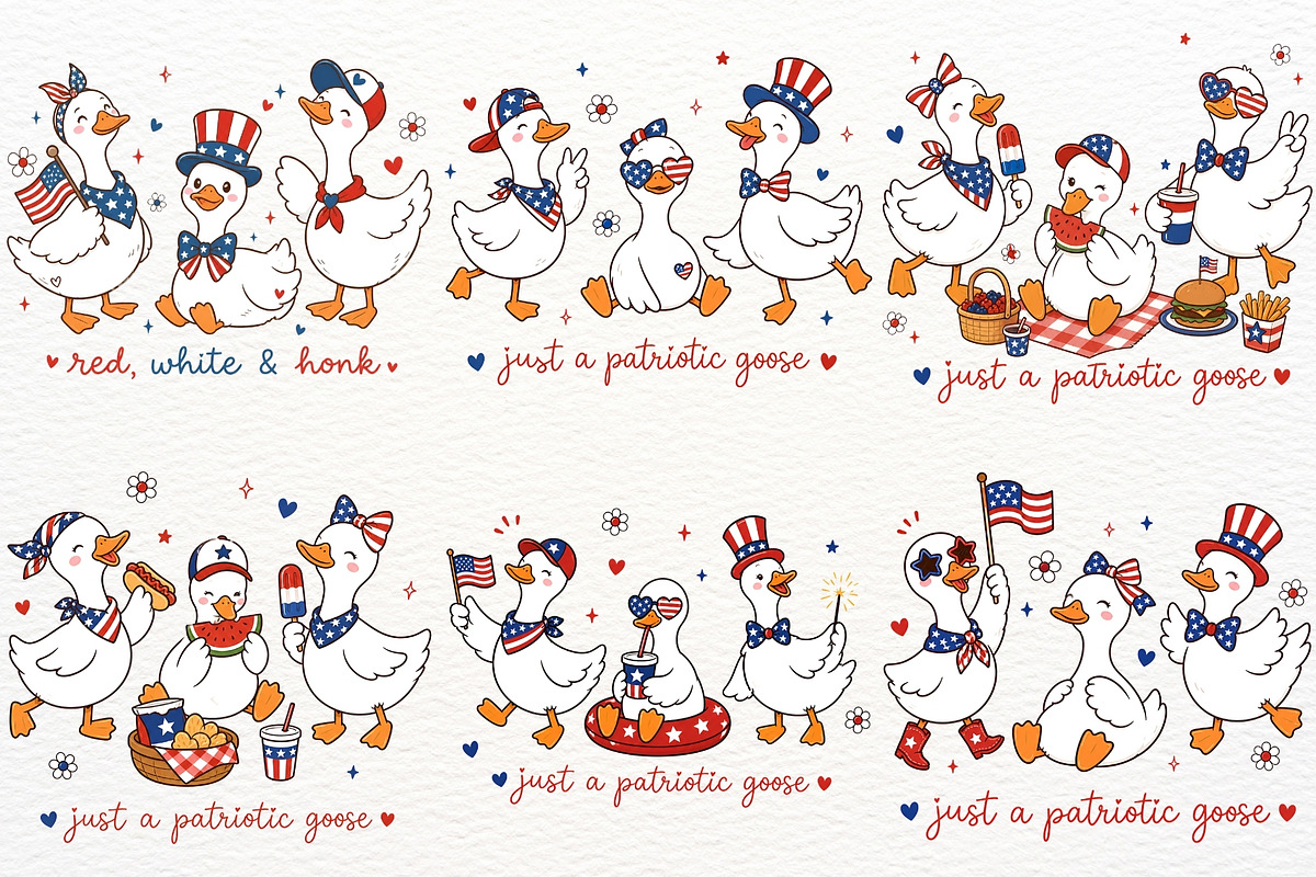 4th July Silly Goose USA PNG Clipart, an Animal Illustration by SugarCloudStudioArt (Photo 3 of 4)