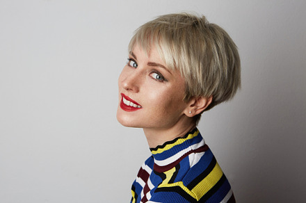 Portrait of young happy cute